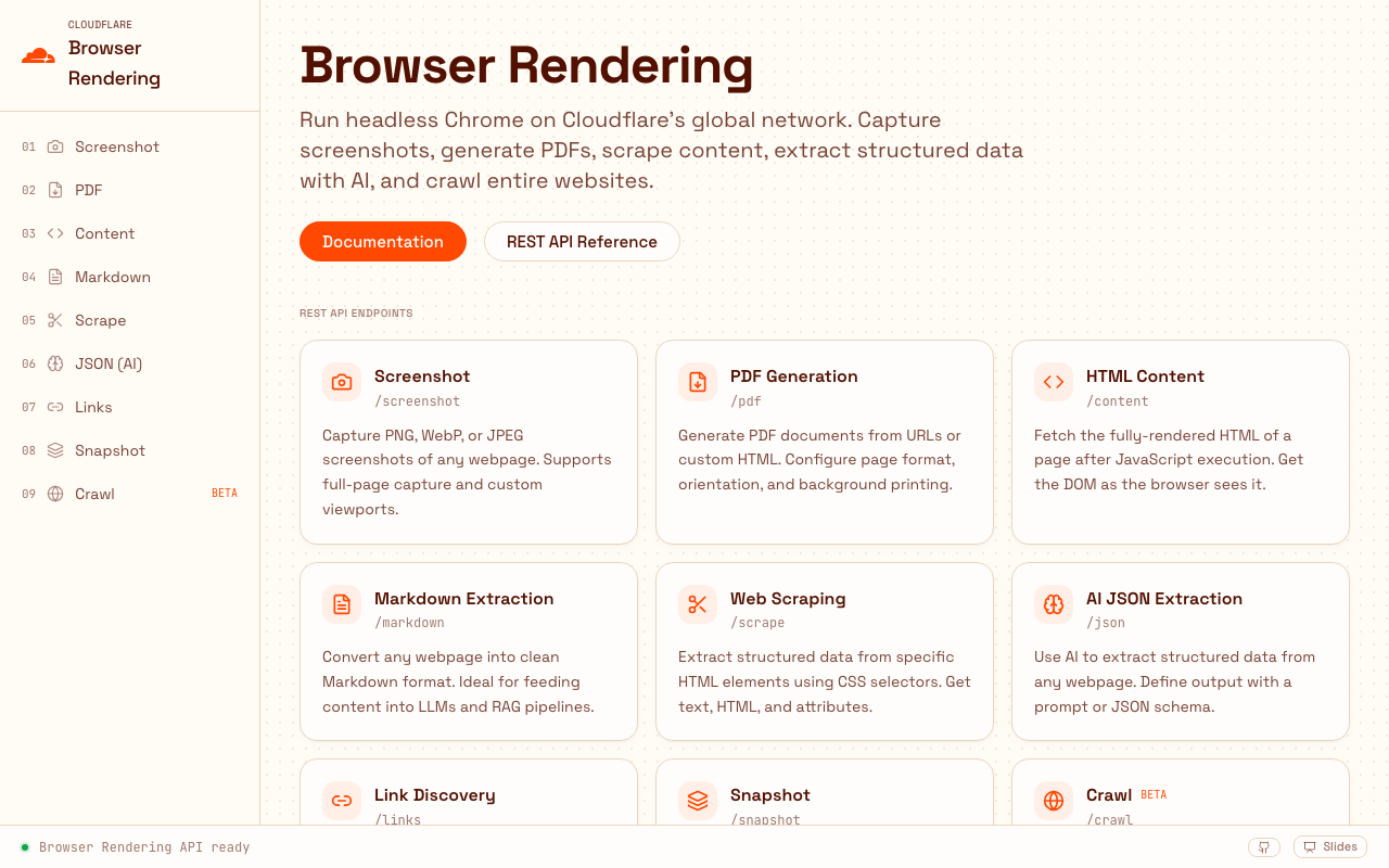 Browser Run API Explorer screenshot