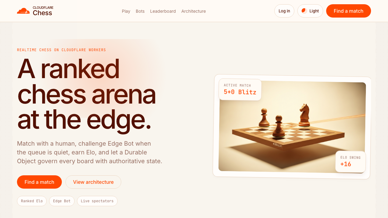 Cloudflare Chess — Edge-Native Multiplayer Chess screenshot