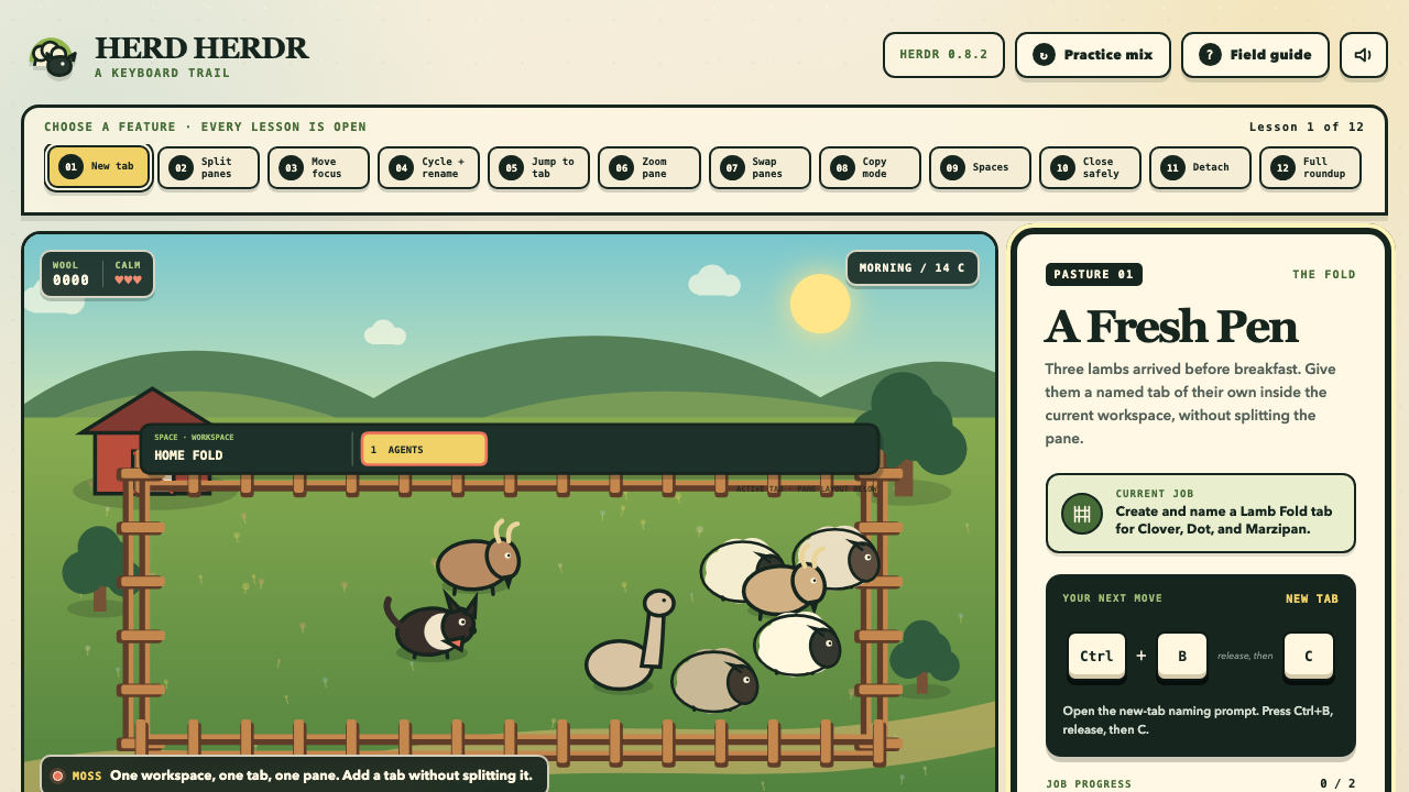 Herd Herdr - Learn Terminal Shortcuts by Herding Sheep screenshot