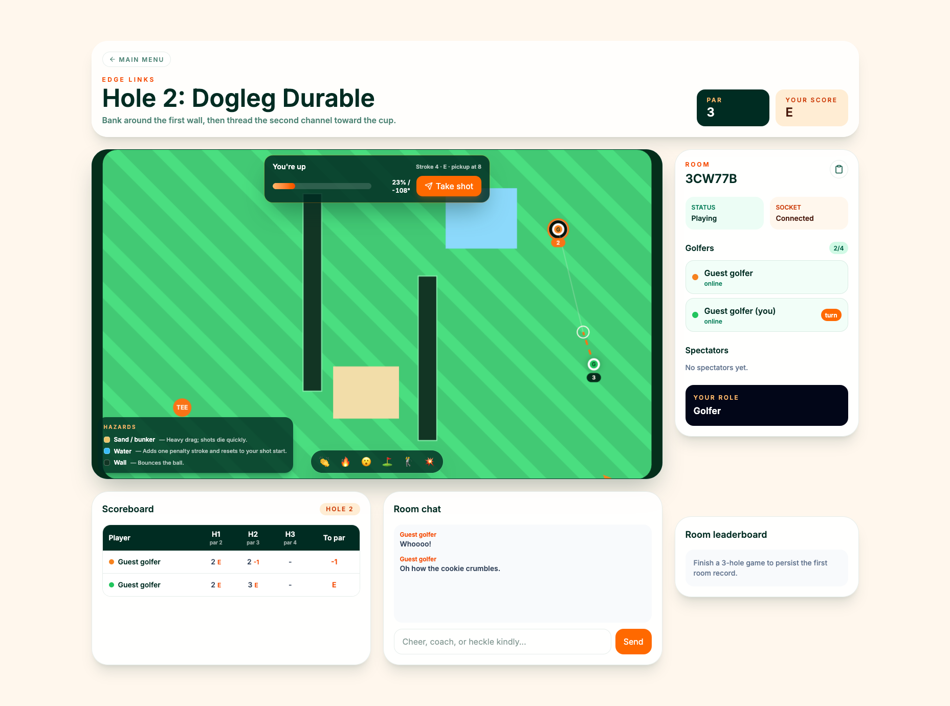 Multiplayer Mini Golf — Durable Object Coordinated Game screenshot
